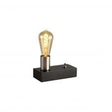 FIKE Black Block Wood Table Lamp with Satin Nickel Lampholder and Toggle Switch