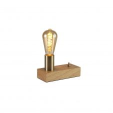 FIKE Block Wood Table Lamp with Antique Brass Lampholder and Toggle Switch