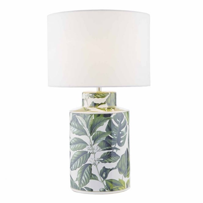 FILIP green floral print ceramic table lamp base