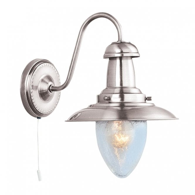 FISHERMAN traditional satin silver single wall light