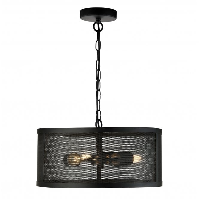 FISHNET 3 light drum ceiling pendant in a matte black finish