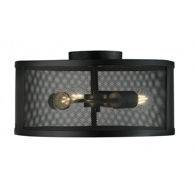 FISHNET 3 Light Drum Flush Ceiling Matt Black