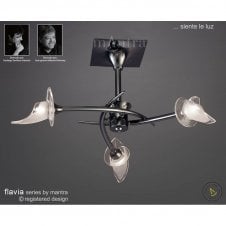 FLAVIA modern black chrome ceiling light for low ceilings