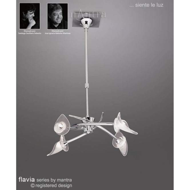 FLAVIA modern chrome pendant light with glass shades