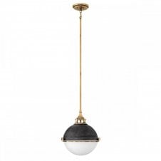 FLETCHER 2 Light Ceiling Pendant in Aged Zinc and Brass