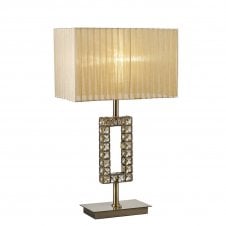 FLORENCE rectangle table lamp in antique brass/crystal