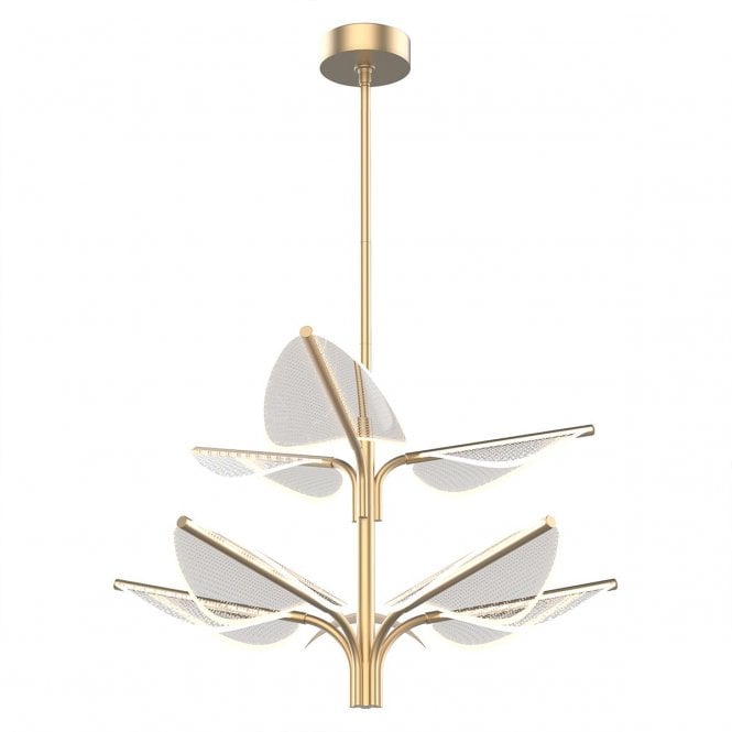 Floriana 8 Leaf Large LED Chandelier - Natural Brass