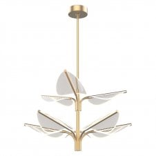modern LED lit chandelier in the shape of leaves