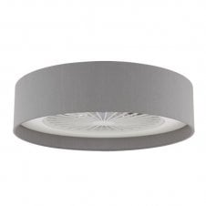 Flush LED Ceiling Light Fan with Grey Faux Silk Shade