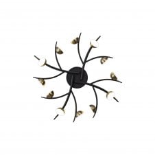 FOREST 12 Light 3W LED Semi-Flush Ceiling Fitting 3000K 1980lm Black/Antique Brass with 3 year warranty
