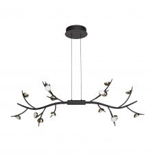 FOREST 16 Light 3W LED Ceiling Pendant Bar 3000K 2640lm Black/Antique Brass with 3 year warranty