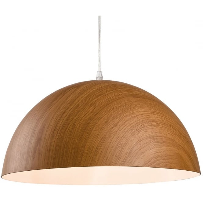 FOREST Dome ceiling pendant in brown wooden effect with white