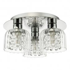 polished chrome and crystal flush bathroom ceiling light