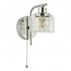 polished chrome and glass bathroom wall light