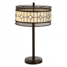 Art Deco Diamond Drum Tiffany Table Lamp