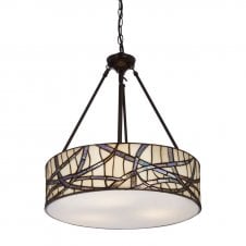 Contemporary Art Nouveau Vine Tiffany Drum Ceiling Pendant