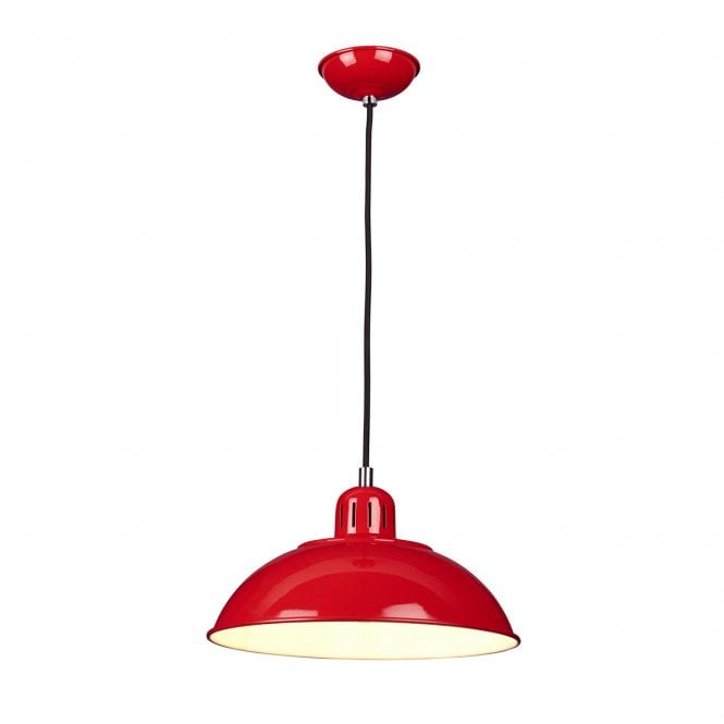 FRANKLIN retro mid century ceiling pendant in a red finish