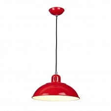 FRANKLIN retro mid century ceiling pendant in a red finish