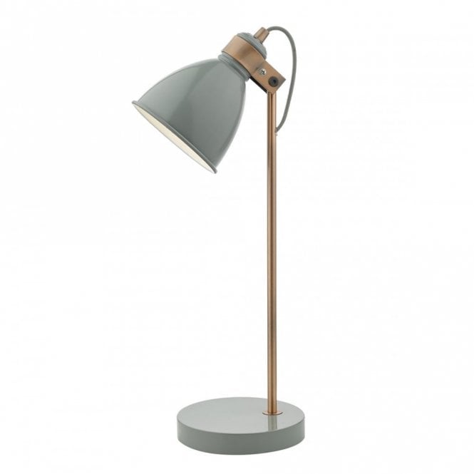 FREDERICK gloss grey and copper desk lamp