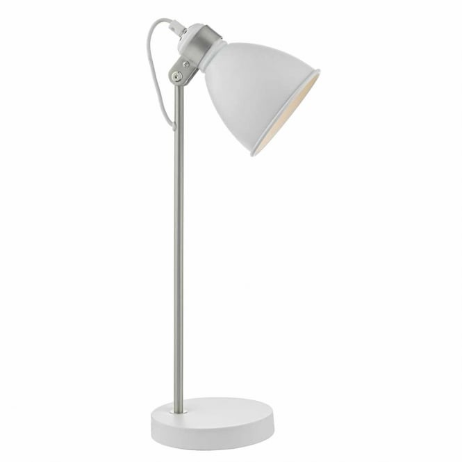 FREDERICK retro white and satin chrome desk lamp