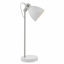 retro white and satin chrome desk lamp