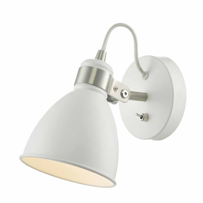 FREDERICK retro white and satin chrome wall light