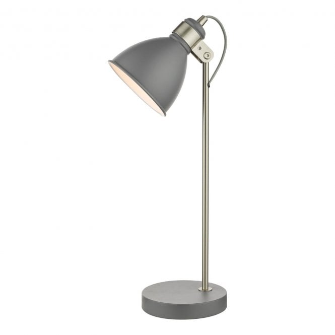 FREDERICK Task Table Lamp in Dark Grey with Satin Chrome Accents
