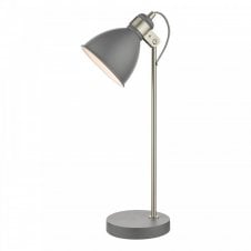FREDERICK Task Table Lamp in Dark Grey with Satin Chrome Accents