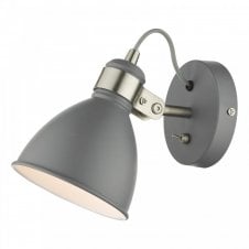 FREDERICK Wall Spotlight in Dark Grey with Satin Chrome Accents