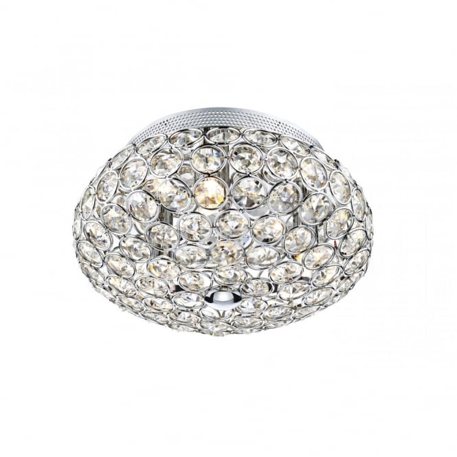 FROST 3 light flush polished chrome & crystal glass decor ceiling light