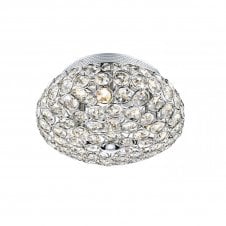 FROST 3 light flush polished chrome & crystal glass decor ceiling light