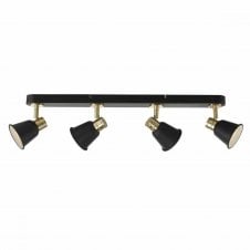 FRY 4 light ceiling spotlight bar in black and rose gold