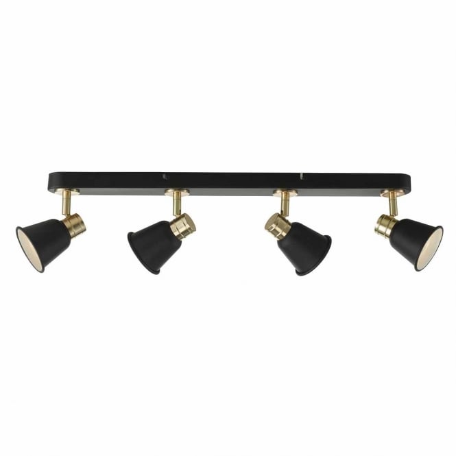 FRY 4 light ceiling spotlight bar in black and rose gold