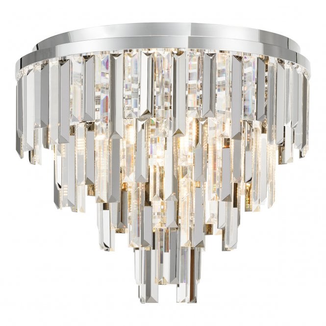 Fuentes 5 Light Polished Chrome and Crystal Flush Ceiling Light