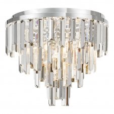 polished chrome and crystal flush ceiling light