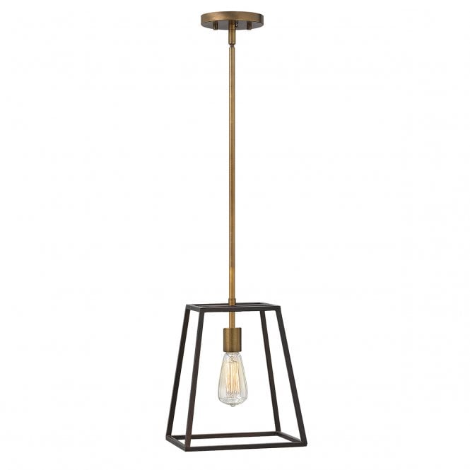 FULTON vintage industrial bronze ceiling pendant with taped cage design