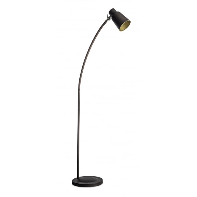 FUNK contemporary dark brown arched floor lamp with golden inner shade