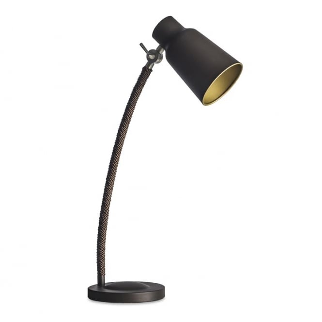 FUNK contemporary industrial dark brown table lamp with golden inner