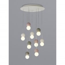 GALAXIA Ceiling Pendant Cluster | Concrete Grey, White and Red