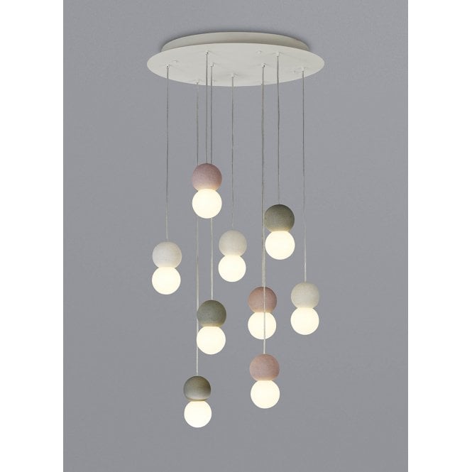 GALAXIA Ceiling Pendant Cluster | Concrete Grey, White and Red