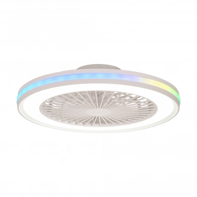 Gamer Colour Changeable LED Ceiling Fan in White 53cm - Remote Controlled