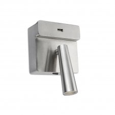 GAMMA Swivel Wall light in Satin Nickel with USB Port and Switch