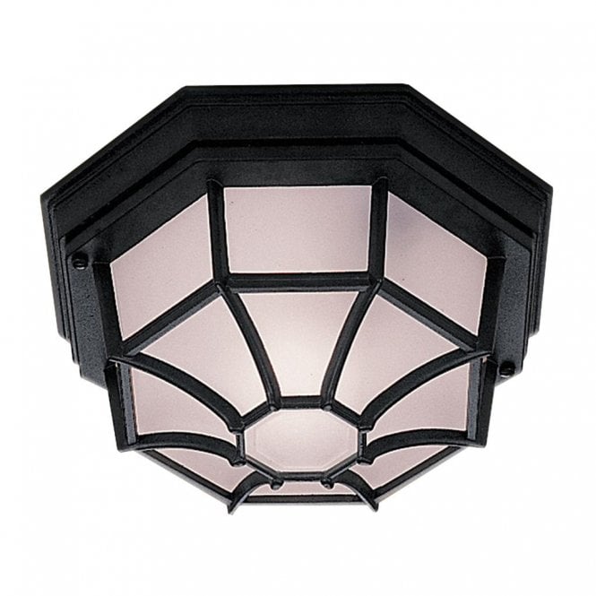 GARDEN LIGHT black aluminium & opal glass flush