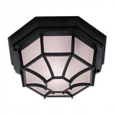 GARDEN LIGHT black aluminium & opal glass flush