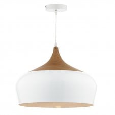 Modern White & Wood Coloured Ceiling Pendant 