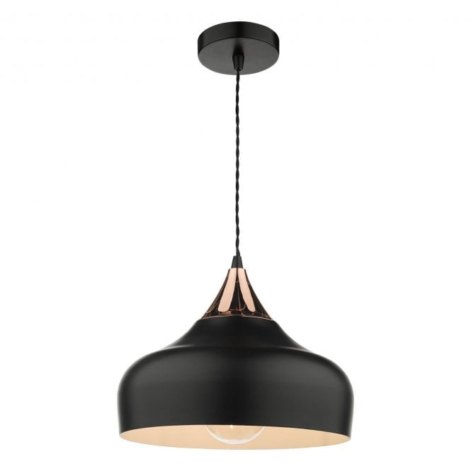 GAUCHO Single Ceiling Pendant in Black with Copper Accents