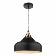 GAUCHO Single Ceiling Pendant in Black with Copper Accents