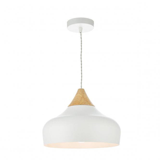 GAUCHO white & wood effect ceiling pendant