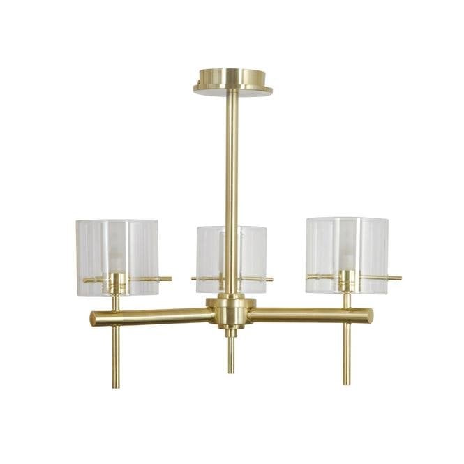 GENE 3 Light Bathroom Ceiling Pendant in Satin Brass
