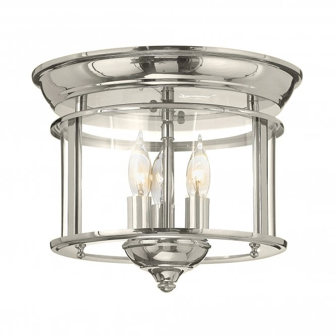 GENTRY 3 Light Flush Mount - Polished Nickel